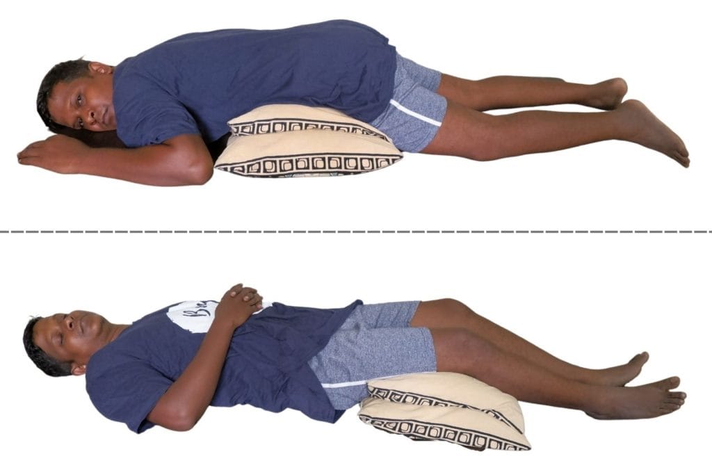 Pillow position for outlet lower back pain